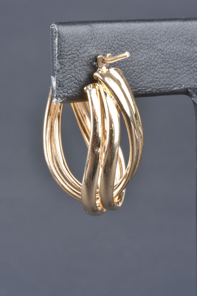 Italian Sterling Double Wave Design 3D Hoop Earrings