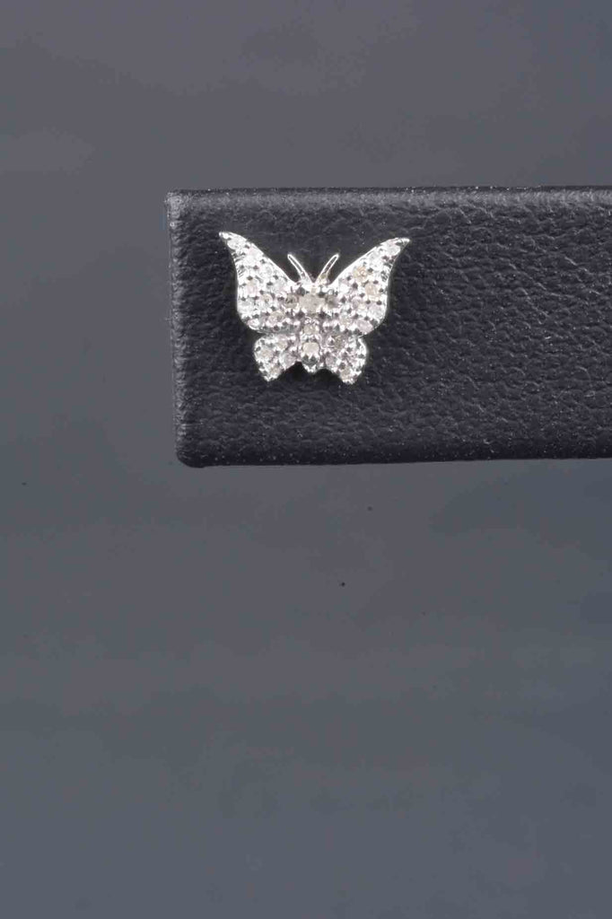 Sterling 1/5ct Diamond Handmade Butterfly Stud Earrings