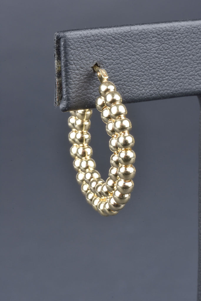 Italian Sterling Handmade Caviar Beads Double Hoop Earrings