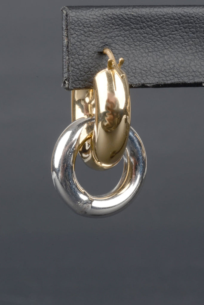 Italian Sterling Bold Round Hoop Earrings with Circle Charm