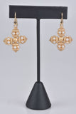 Florentine Sterling Ornate Beaded Cross Earrings