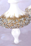 Winter White and Gold Jeweled Finial Ornaments