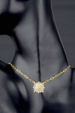 Designer Inspired Pave Starburst Cushion Paper Clip Chain Necklace