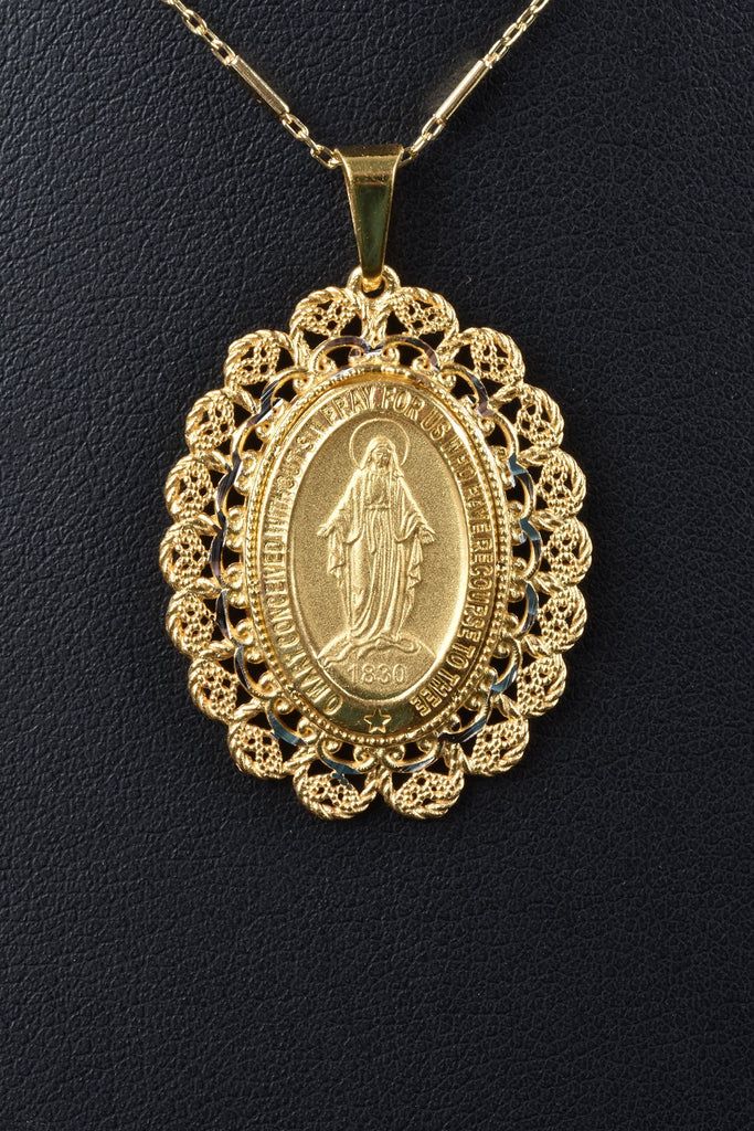 Italian Handmade Oval Miraculous Medal Pendant