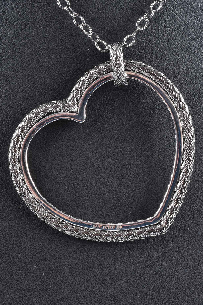 Italian Handmade Woven and Pave Heart Necklace
