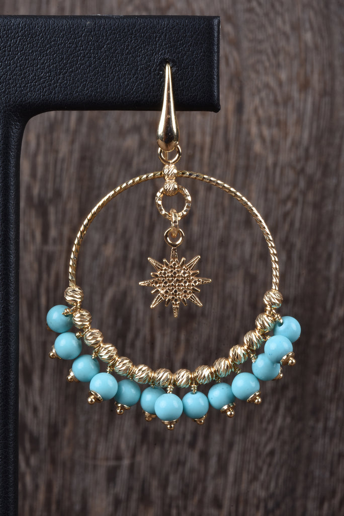 Florentine Handmade Star and Circle Bead Drop Earrings