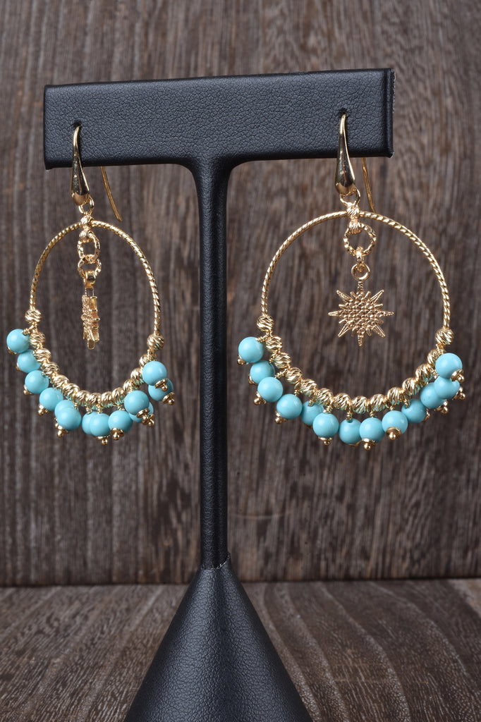Florentine Handmade Star and Circle Bead Drop Earrings