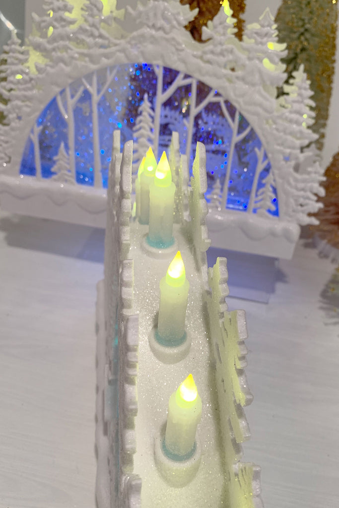 Lighted Christmas Scene Glitter Swirl Arch