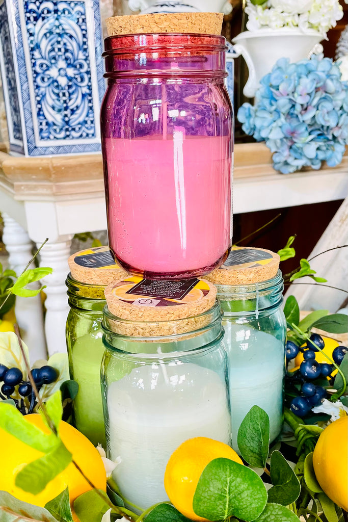 Set of 4 Citronella Candles in Jars with Cork Lids