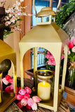 Gold Iron Lantern with Glass Hurricane, Choice of Sizes