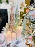 Set of 3 Pink Textured Mercury Glass Finials