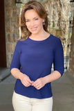 Soft Knit Navy Basic Scoop Neck Top