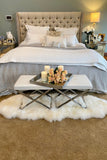 Luxury Size Lined and Padded Ivory Sheepskin Rug, 72x27
