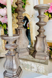 Set of 3 Tan Distressed Resin Taper/Pillar Candleholders