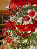 Red Sparkling Bursts European Glass Ornaments, Set of 6
