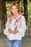 Embroidered Top with Sleeve Detail