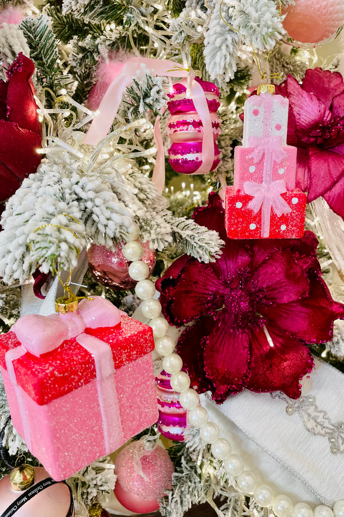 Pink Christmas Gift Everlasting Ornaments, Set of 3