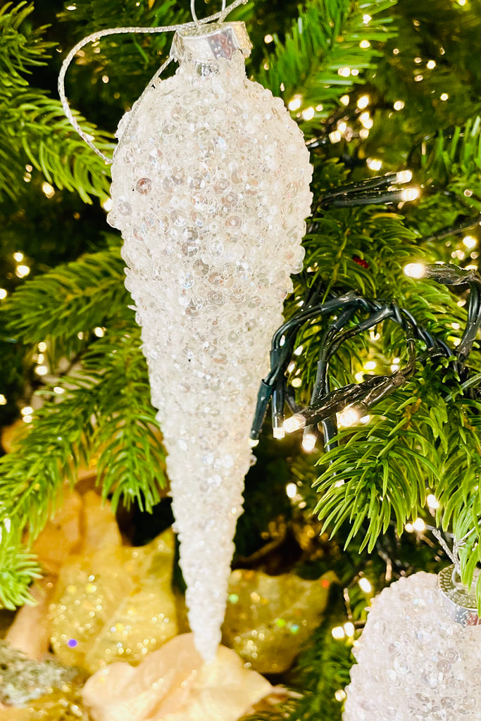 Beaded Glass Icicles, Set of 4