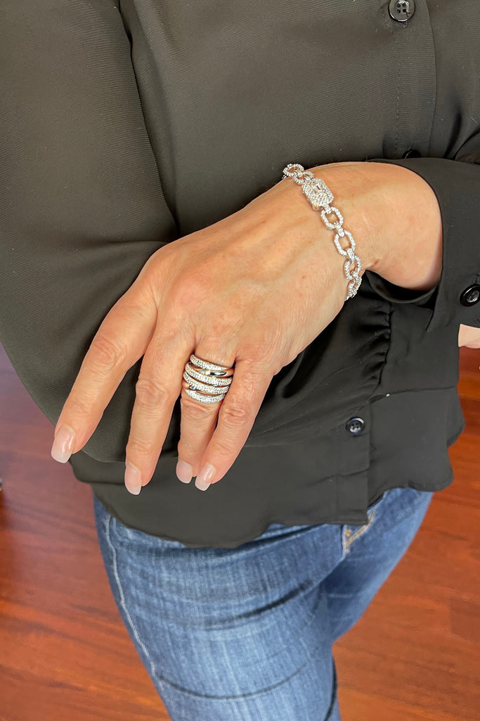 Sterling Dimensional Pave Highway Design Ring