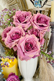 Velvet Pink Rose Blooms, Set of 6
