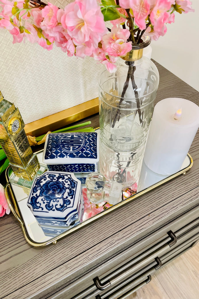 Rectangular Mirrored Trays, Set of 2