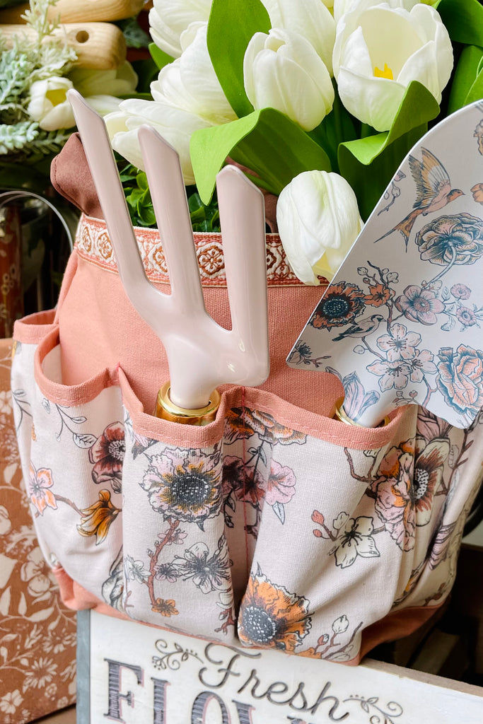 Ivory Floral Cotton Canvas Garden Bag