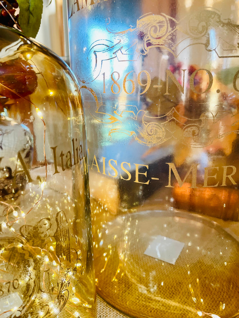 Brown Glass Bottle w/Antique Script