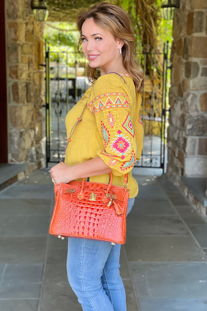 The Hutton Fire Orange Croco Bag