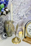 Gold Metal Leaves Candleholder