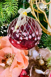 Translucent Pink Glitter Net European Glass Ornaments