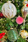 Large Dimensional Red, Green, and Pearl Glass Ornaments Set of 12