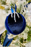 Night Blue Beaded Velvet Everlasting Ornaments, Set of 12