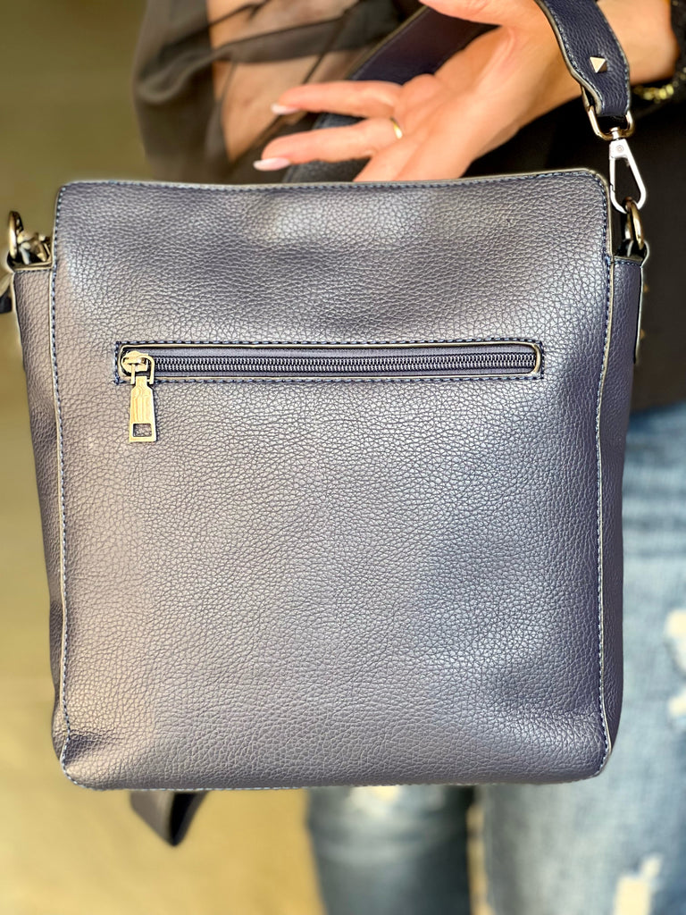 Louis Satchel bag - Navy Blue - Leather Crossbody, Messenger bag