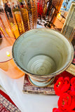 Gold Metal Urns with Patina, Set of 2
