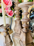 Set of 3 Tan Distressed Resin Taper/Pillar Candleholders