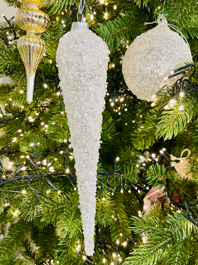 Beaded Glass Icicles, Set of 4