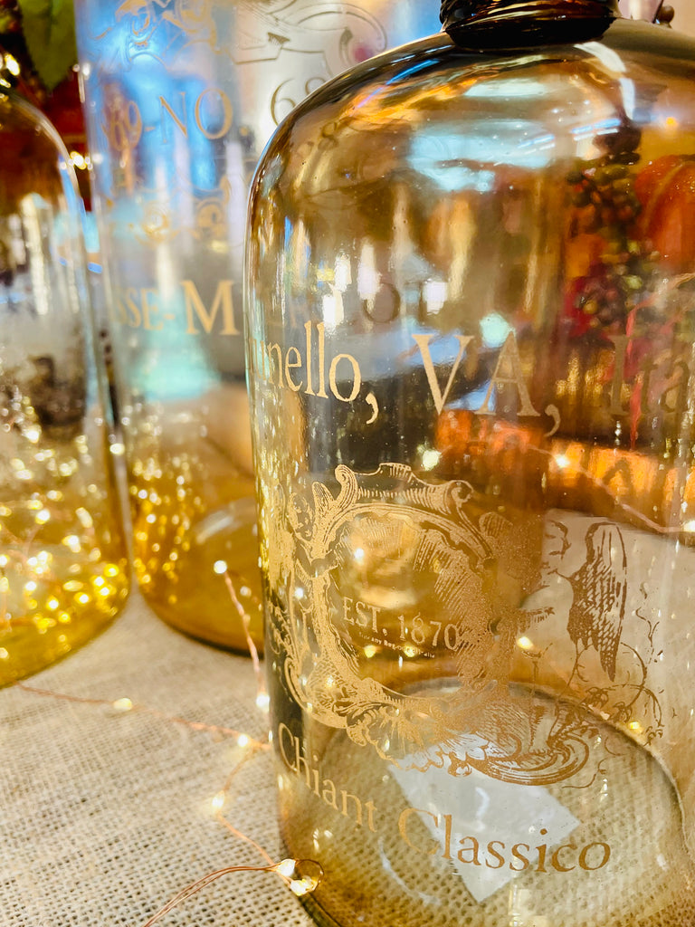 Brown Glass Bottle w/Antique Script