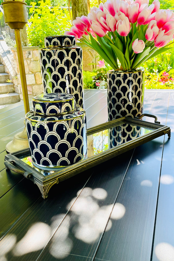 Set of 2 Raised Bronze Finish Mirror Trays