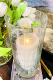 12''H Glass and Iron Candle Holder