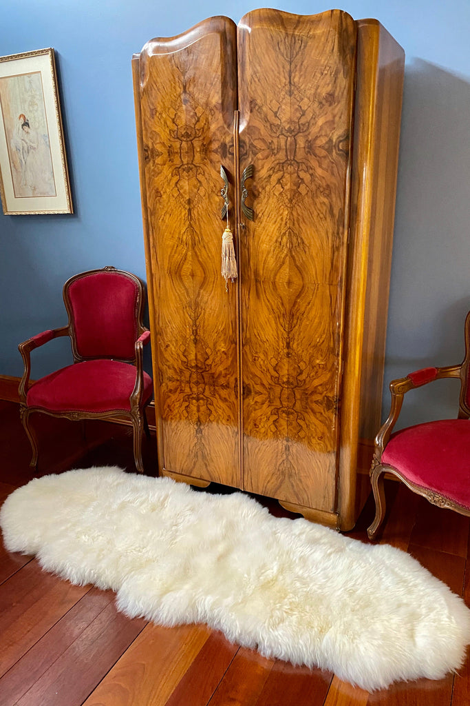 Luxury Size Lined and Padded Ivory Sheepskin Rug, 72x27