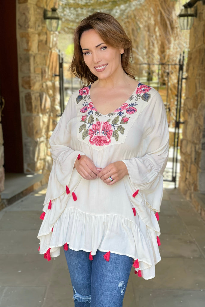 Ivory Embroidered Caftan