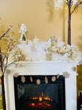 White & Gold Resin Santa w/Owl & Staff