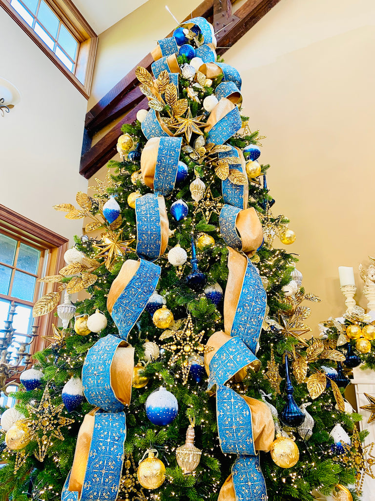 Rich Blue Glass Drop Ornaments, Set of 2