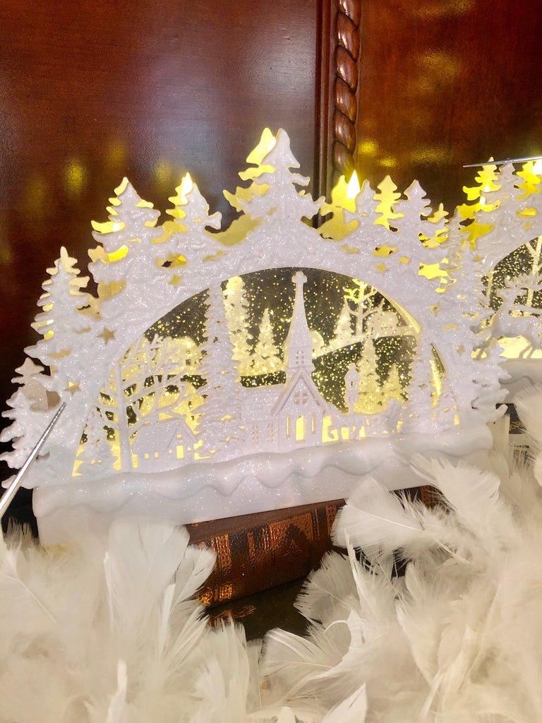 Lighted Christmas Scene Glitter Swirl Arch