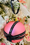 Satin Ribbon w/ Wax Stamped Glass Ornaments, 2 boxes of 2