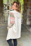 Ivory Cozy Faux Shearling/Suede Vest with Hood