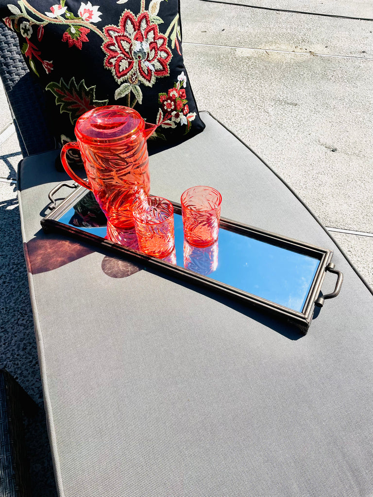 Set of 2 Raised Bronze Finish Mirror Trays