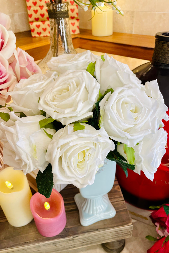 One Dozen Real Touch White Roses