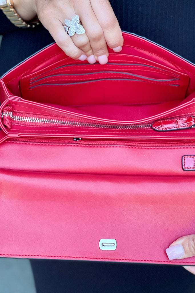 Red Sleek Croco Clutch