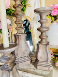 Set of 3 Tan Distressed Resin Taper/Pillar Candleholders